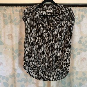 Black and white cross front blouse